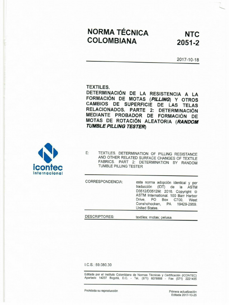 NTC 2051-2 Determinación de La Resistecia A La Formación de Motas ...