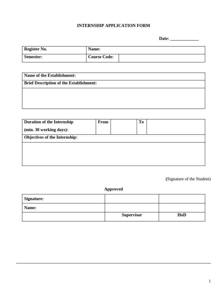 COM 490 - Internship Application Form | PDF