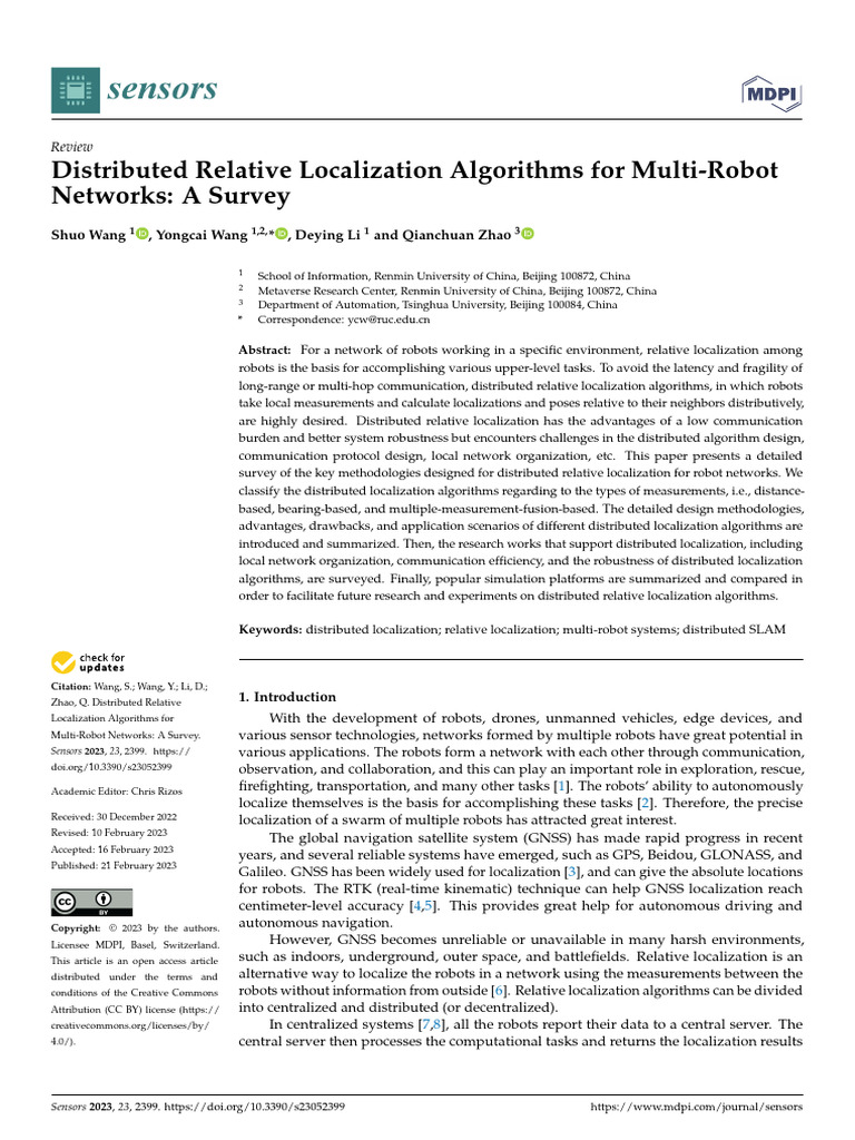 Distribute Relative Localization Algs For Multirobot Nets | PDF ...