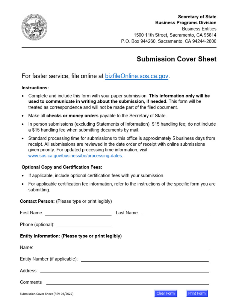 CA SoS Short Form Cancellation of LLC | PDF | Limited Liability Company ...