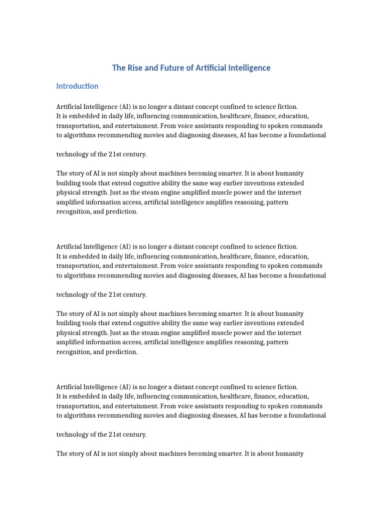 The Rise and Future of Artificial Intelligence | PDF | Deep Learning ...