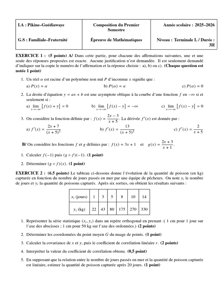 Epreuve Maths Comp TL | PDF | Coordonnées cartésiennes | Fonction ...