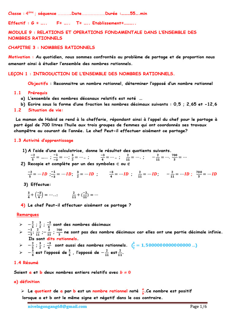 2 Nombres Rationnels | PDF | Nombre rationnel | Arrondi (mathématiques)