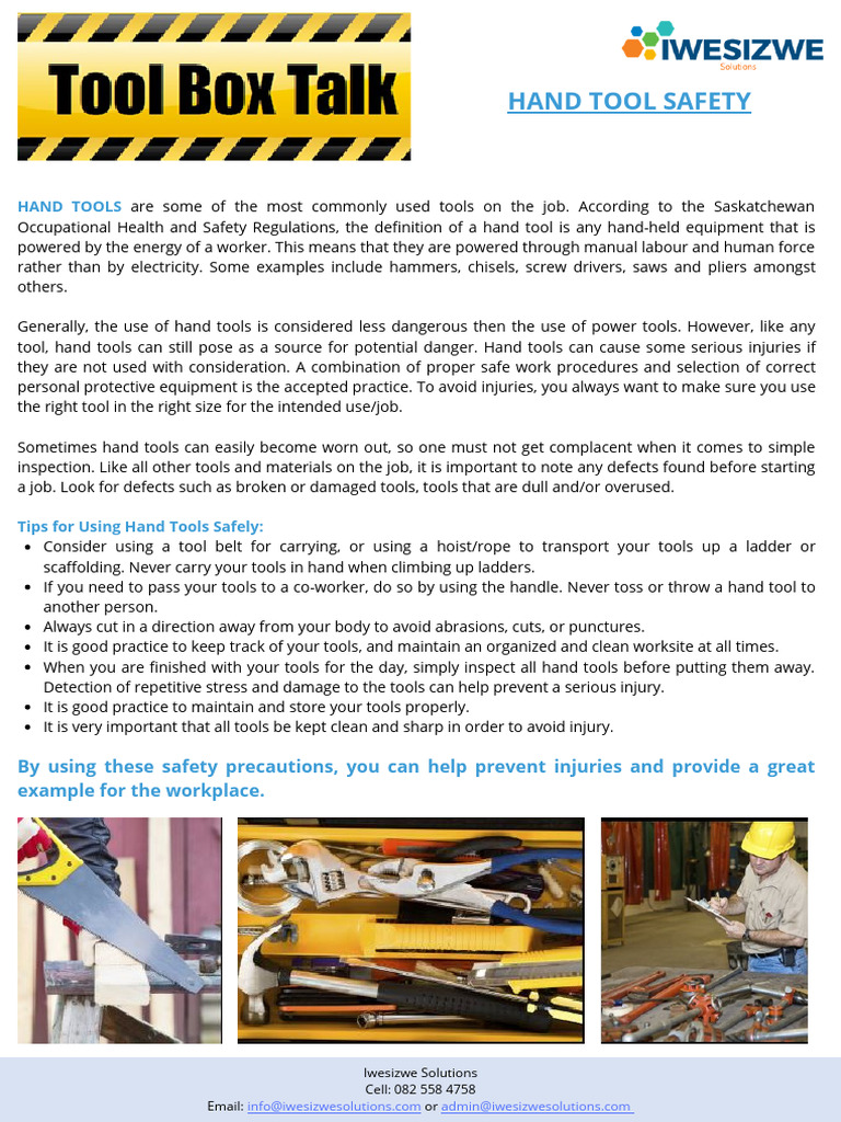 IWE - ToolBox 006 - Hand Tool Safety | PDF | Tools | Safety
