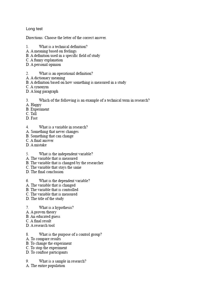 Long Test | PDF