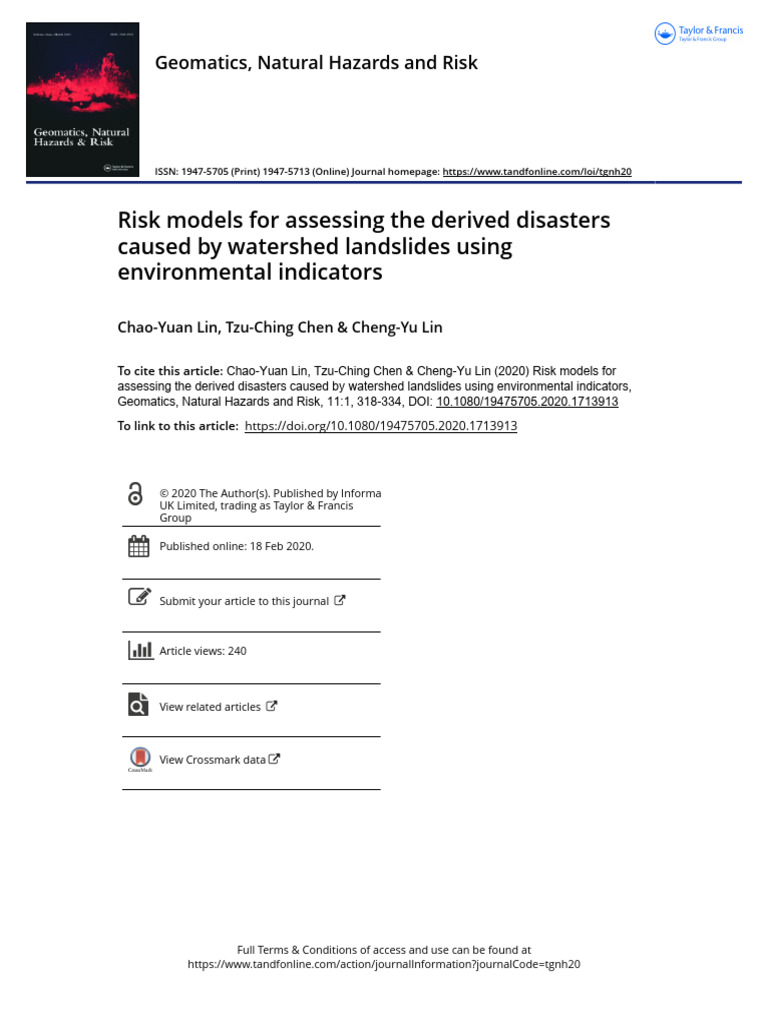 2020-Risk Models For Assessing The Derived Disasters Caused by ...