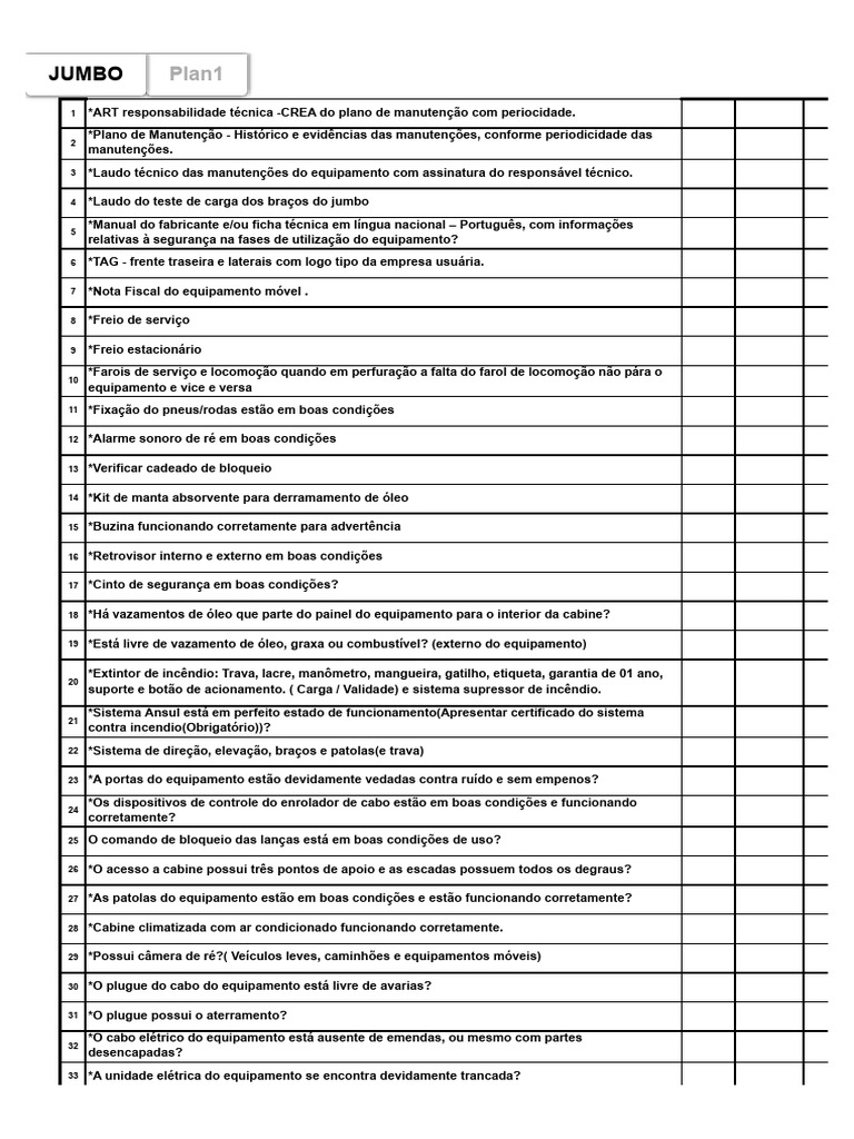 Check List - Jumbo | PDF