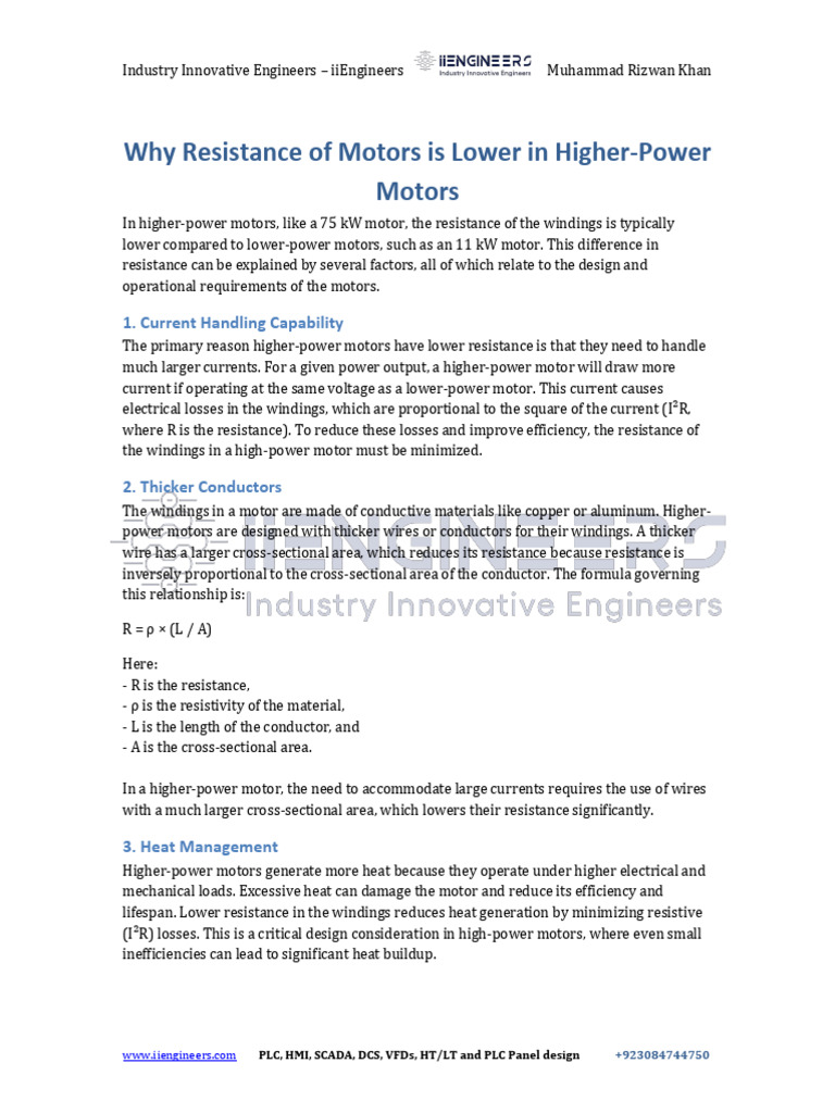 Motor Resistance Explained | PDF | Electrical Conductor | Electrical ...