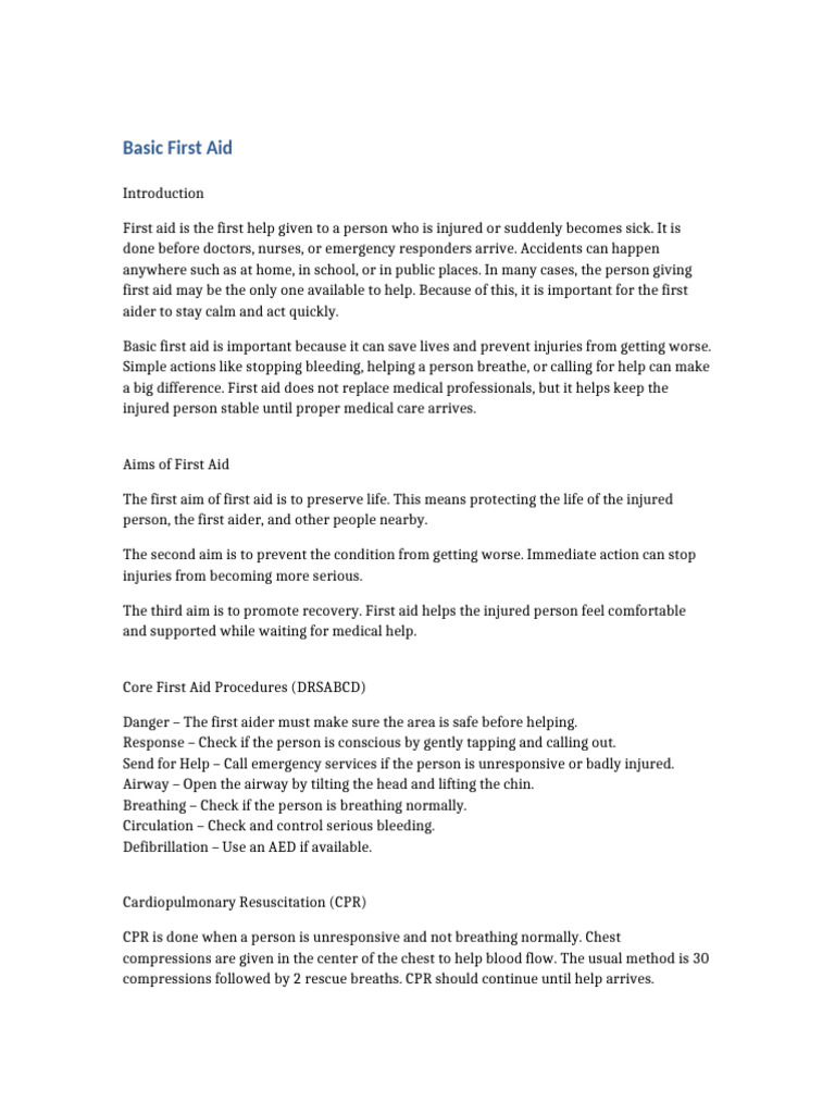 Basic First Aid Report | PDF | First Aid | Cardiopulmonary Resuscitation
