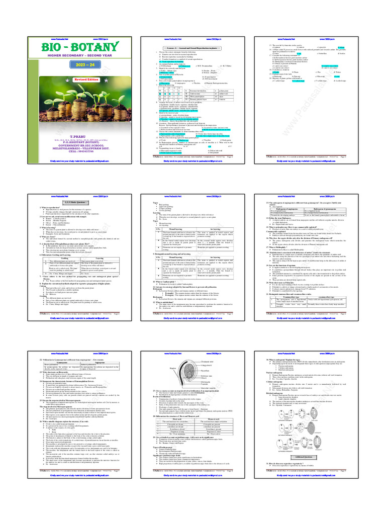 12th Bio Botany EM Full Study Materials English Medium PDF Download ...