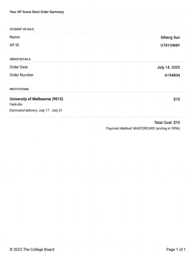 Order Summary | PDF