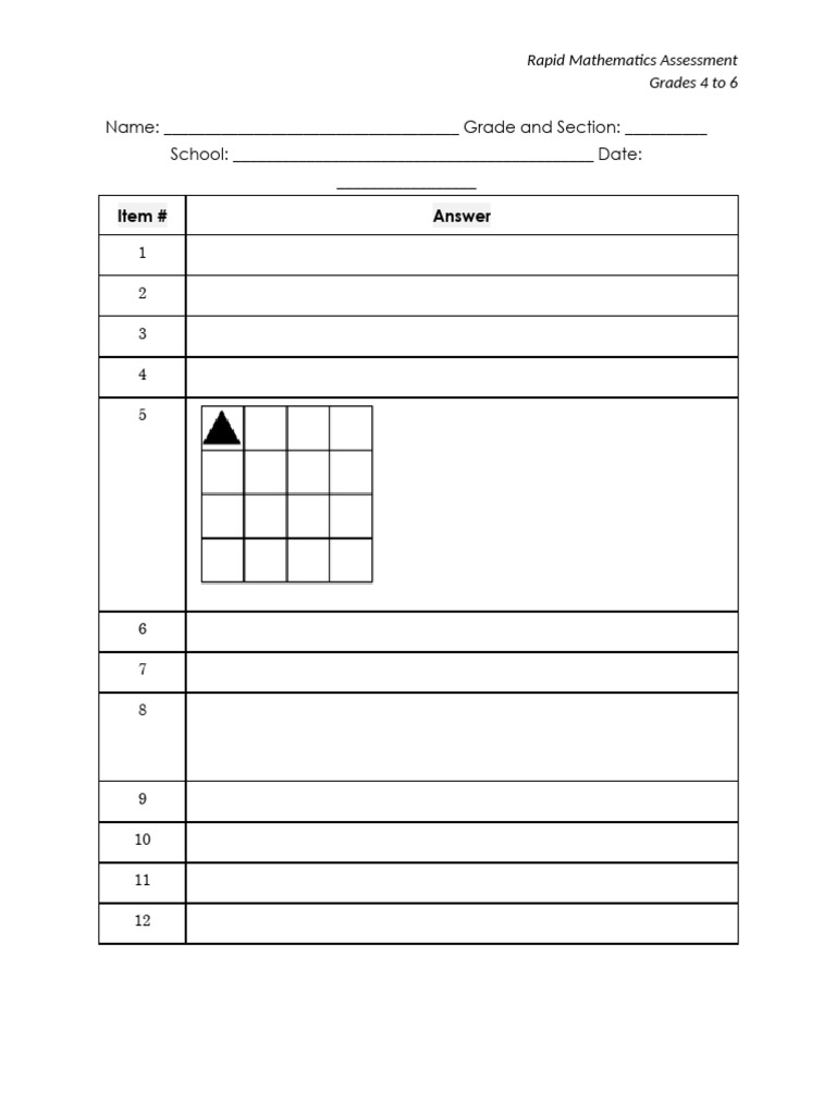 RMA KS2 Answer Sheet | PDF