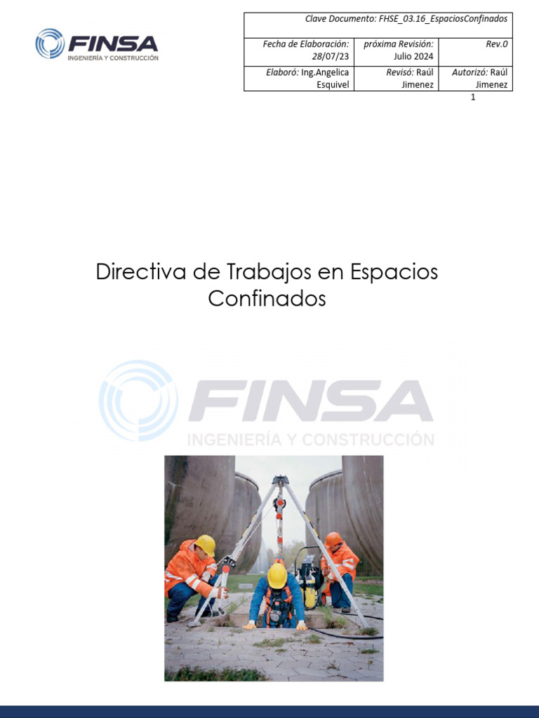 FHSE 03.16 EspaciosConfinados | PDF | Oxígeno | Ventilación (Arquitectura)