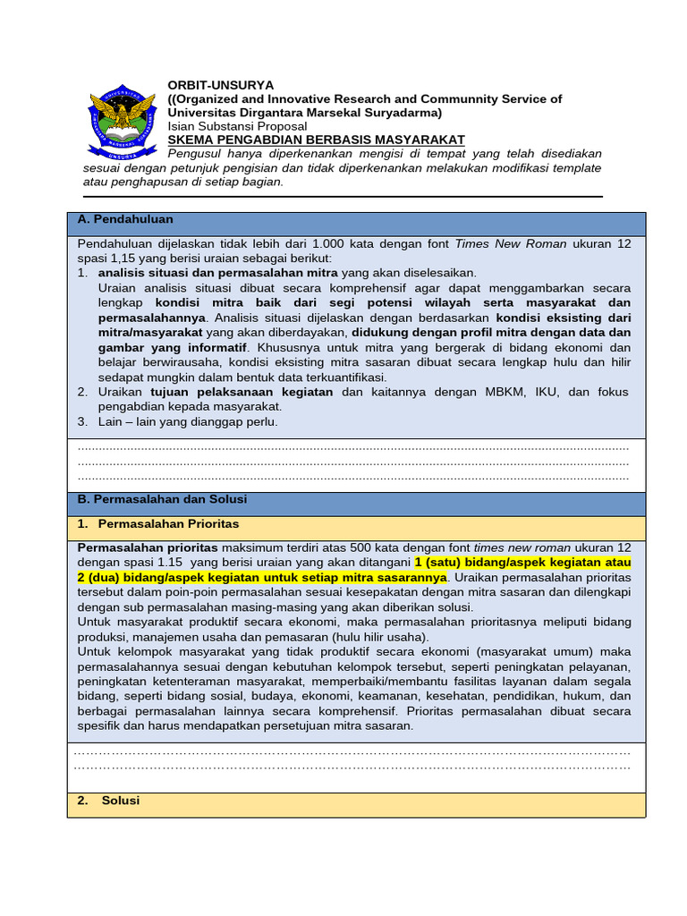 Template Proposal Pengabdian Berbasis Masyarakat (PBM) | PDF