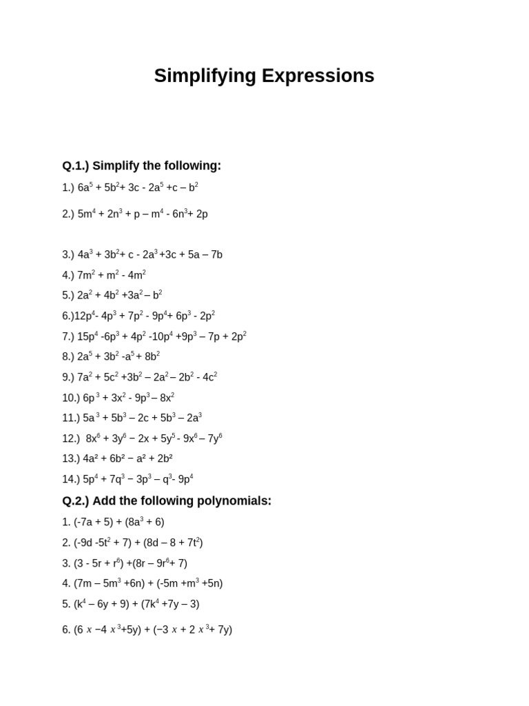 Simplifying Expressions | PDF