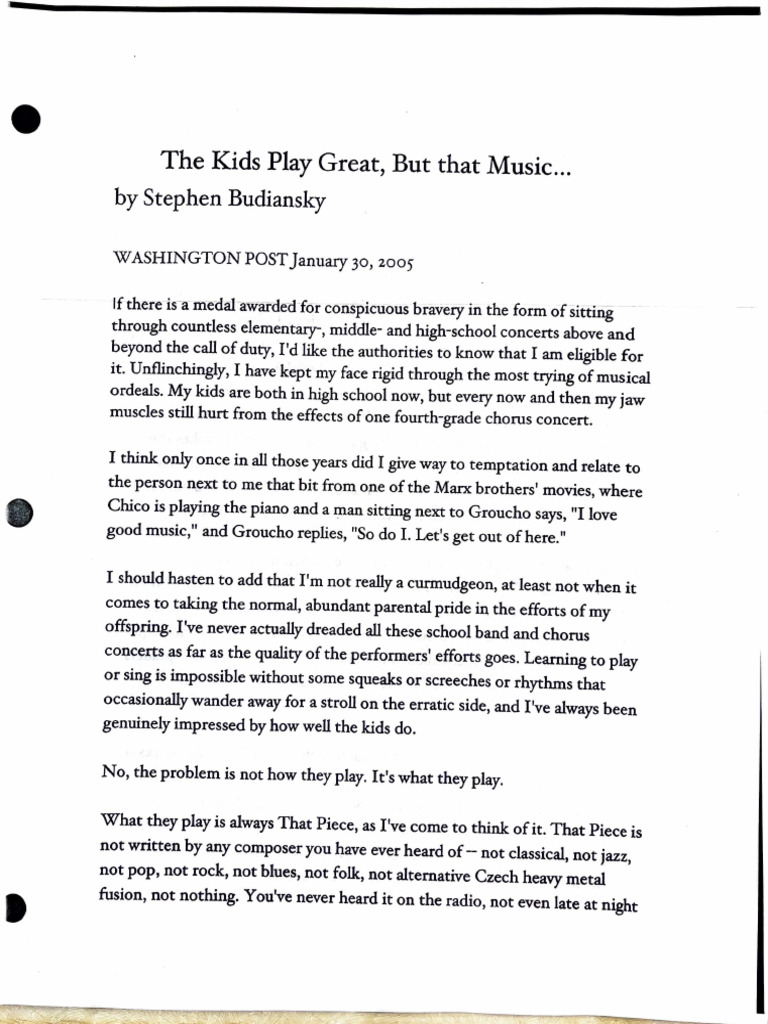 Budiansky - Washington Post Letter | PDF | Performing Arts | Music ...