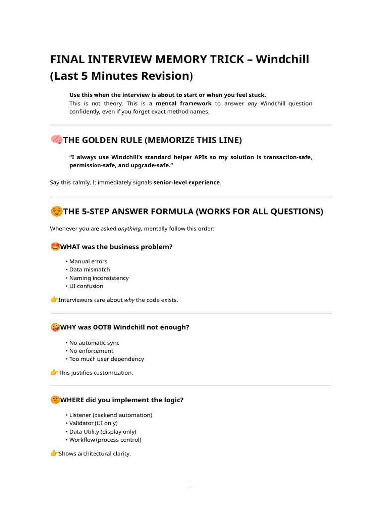 Final Interview Memory Trick - Windchill (Last 5 Minutes Revision ...