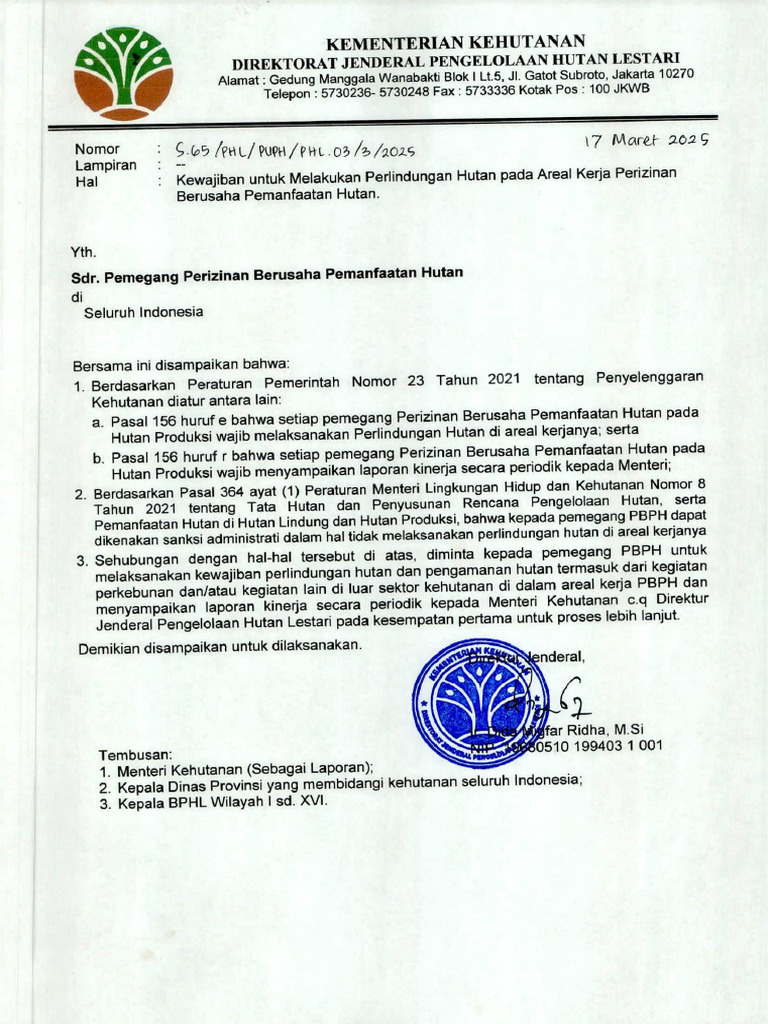 Surat Ke PBPH S 65 PHL Puph PHL 03-3-2025 | PDF
