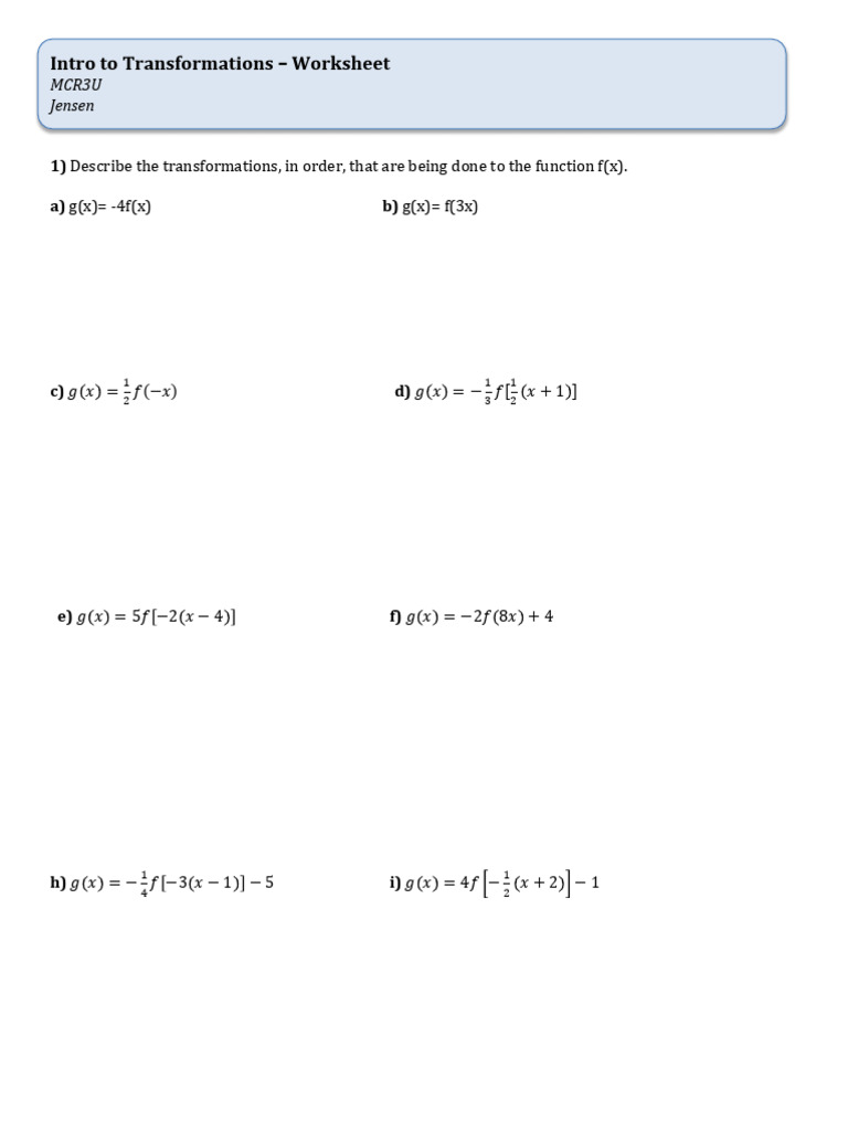 Intro To Transformations | PDF | Mathematical Relations | Graph Theory