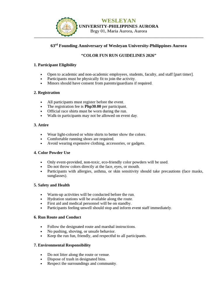 Fun Run Guidelines 2026 | PDF