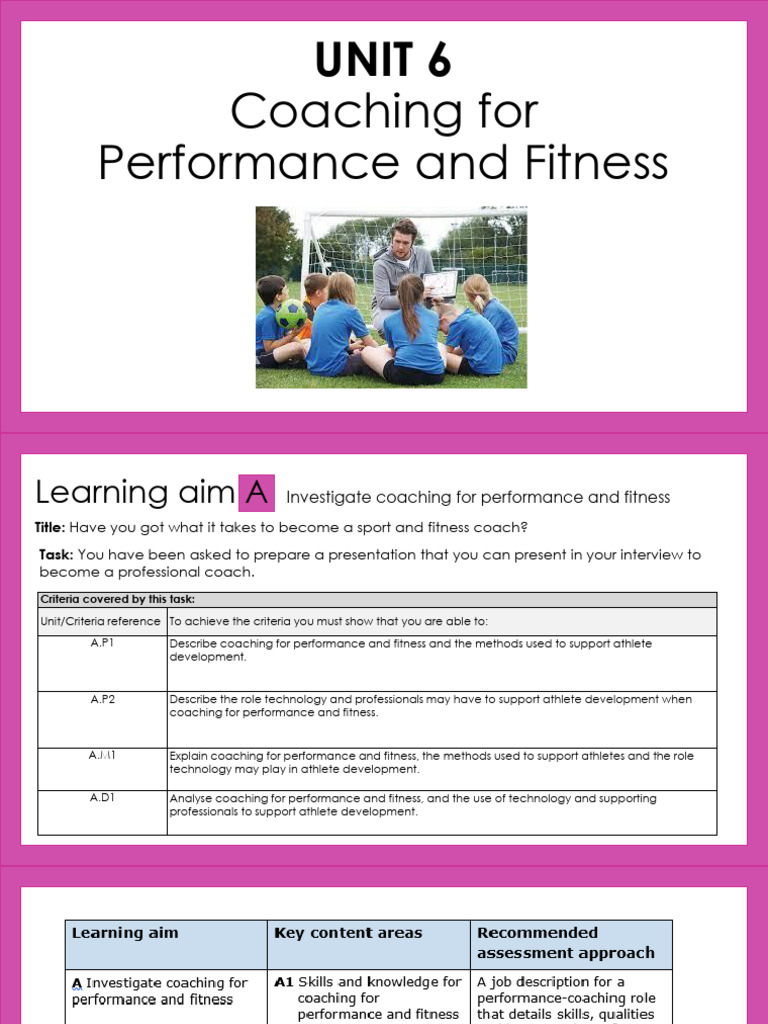 UNIT 6 Coaching For Performance and Fitness | PDF | Sports | Psychology