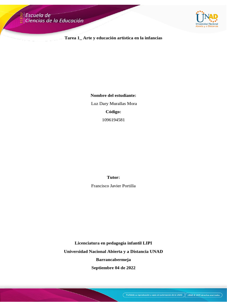Tarea 1 - Arte y educación artística en la infancia pdf (2) | PDF ...