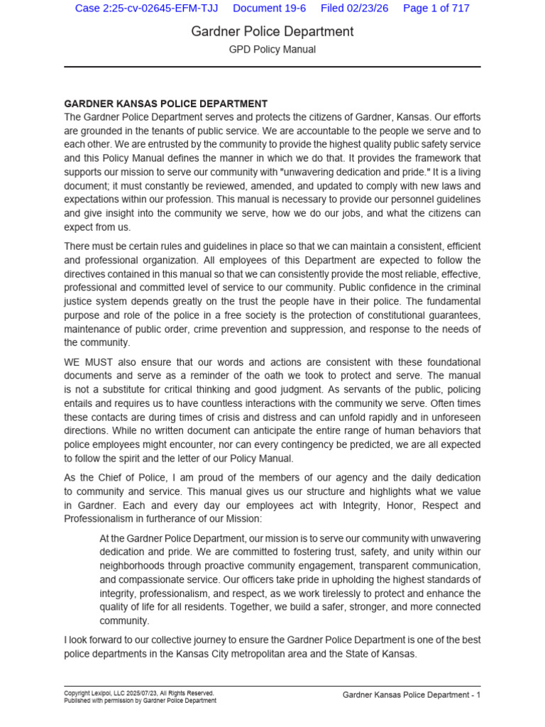 19-6) Gardner Police Department Policy Manual | PDF | Oath Of Office ...