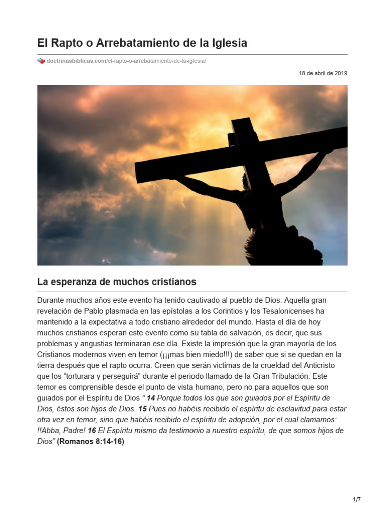 El Rapto o Arrebatamiento de La Iglesia | PDF | Éxtasis | Cristo (título)