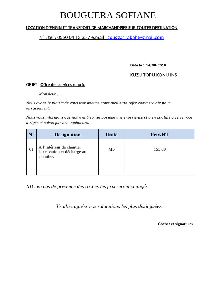 Offre de Service | PDF
