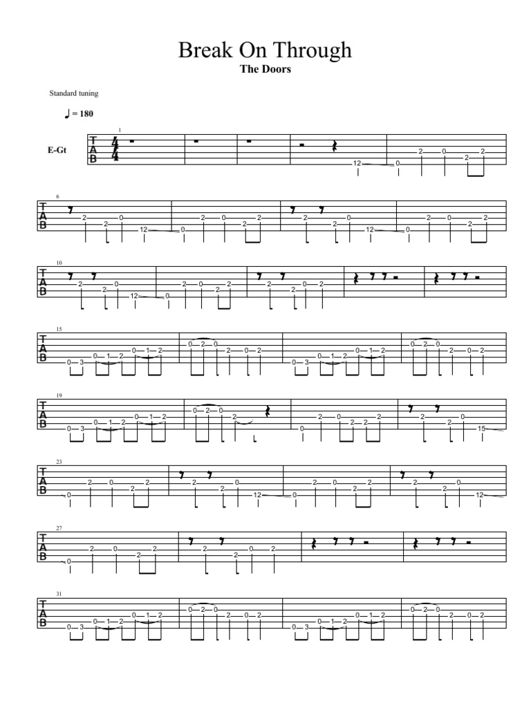 Break On Through (GUITAR) | PDF | Guitar Family Instruments | Guitars