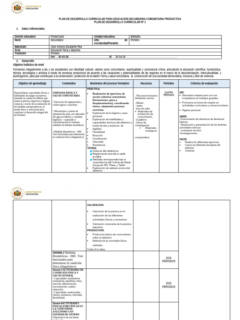 Parrilla PDC Nivel Sec 2026-1 | PDF