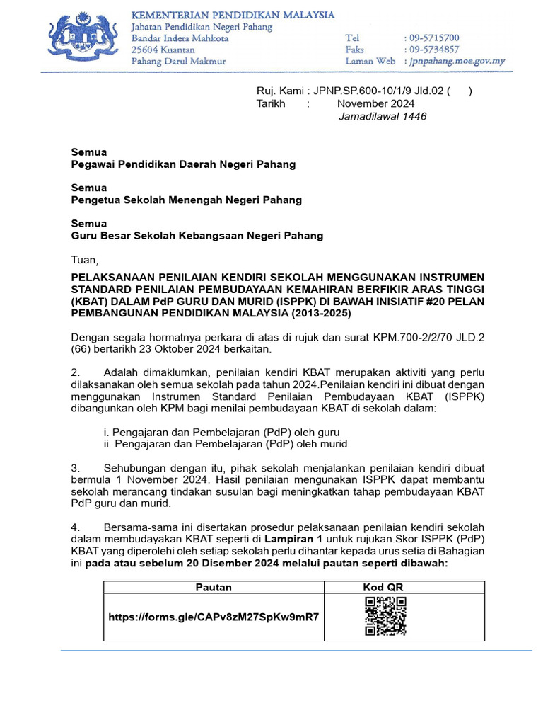 Pelaksanaan Kbat Isppk Nov24v3 | PDF