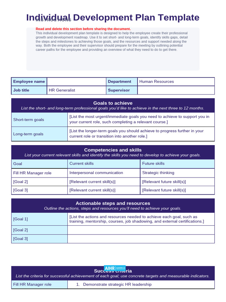 Individual Development Plan Template | PDF