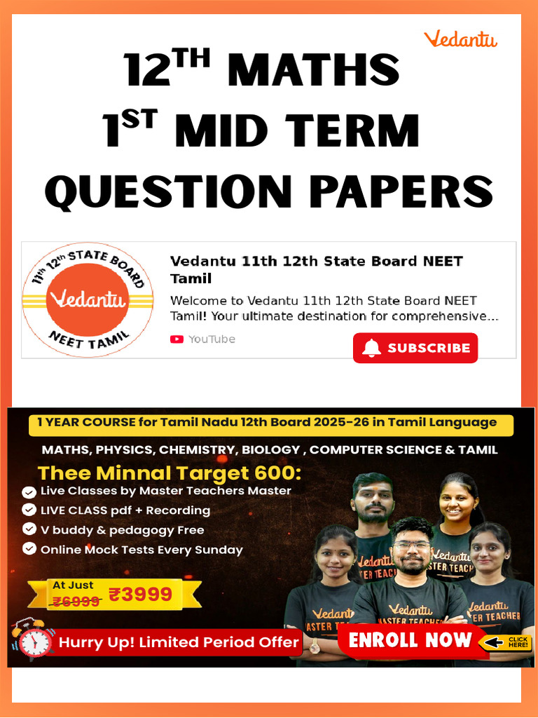 First Mid Term Maths Qns | PDF