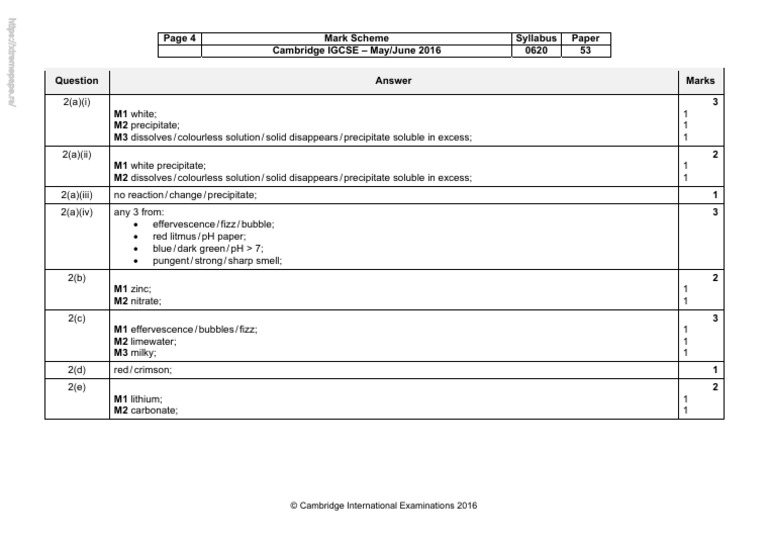 0620 s16 Ms 53 Merged-4 | PDF | Chemical Elements | Chemical Compounds