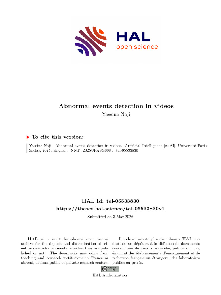 Abnormal Events Detection in Videos | PDF | Apprentissage | Doctorat
