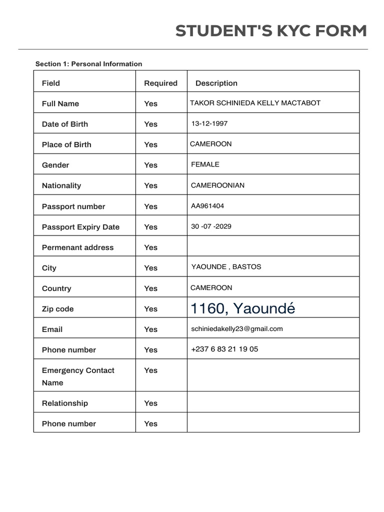 Student KYC Plain1 | PDF