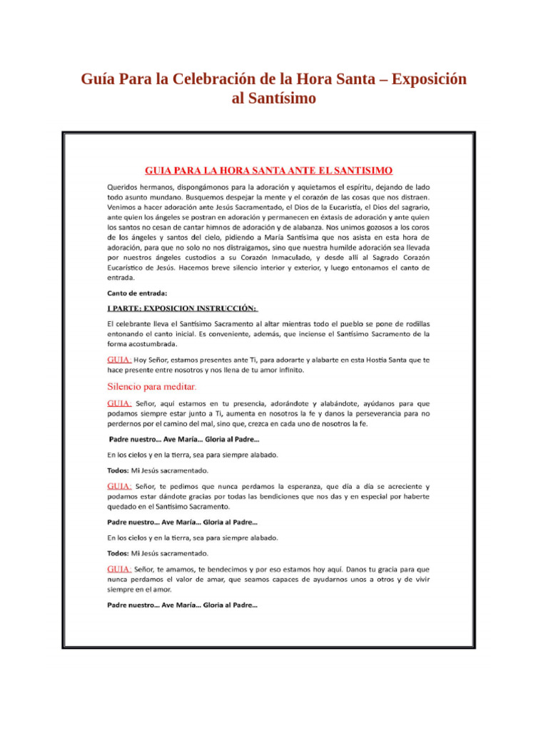 Guía para La Celebración de La Hora Santa | PDF | Oración | eucaristía