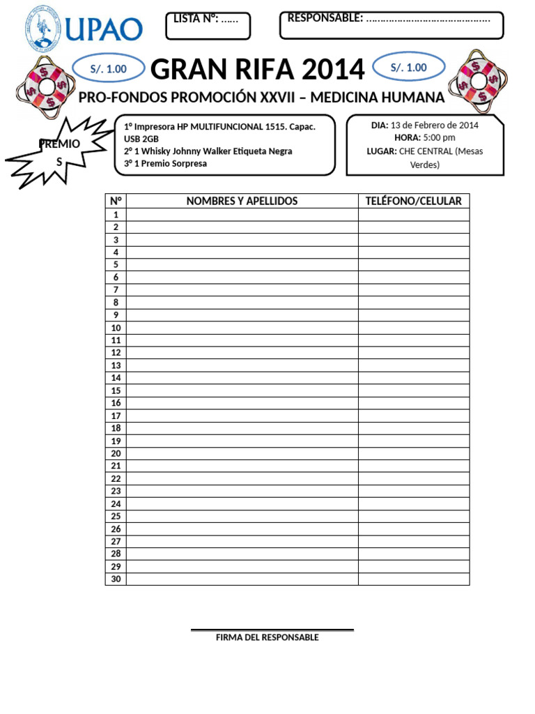1 Formato de Listas para RIFA | PDF