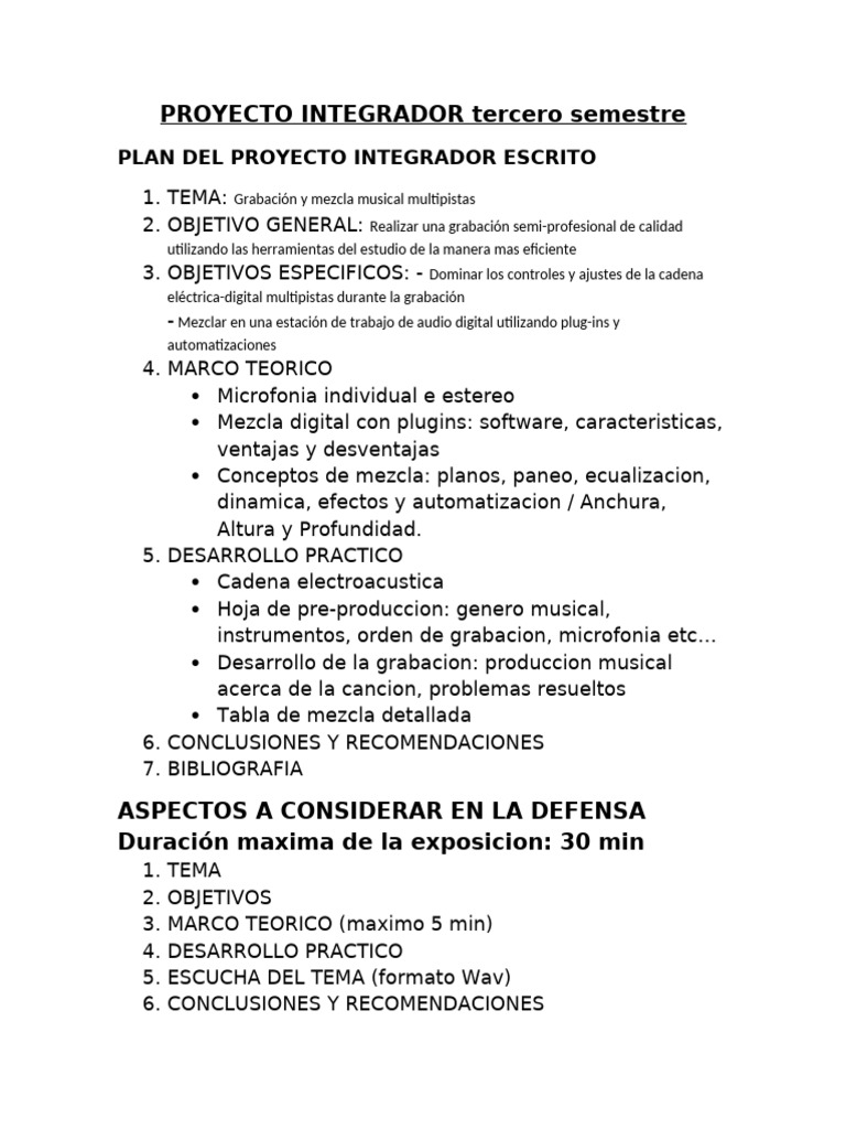 Proyecto Integrador Tercero | PDF