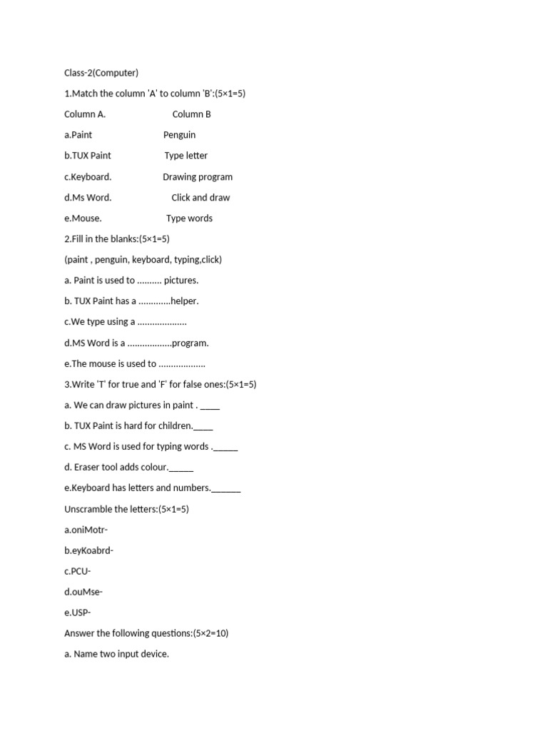 Class 2 Computer | PDF