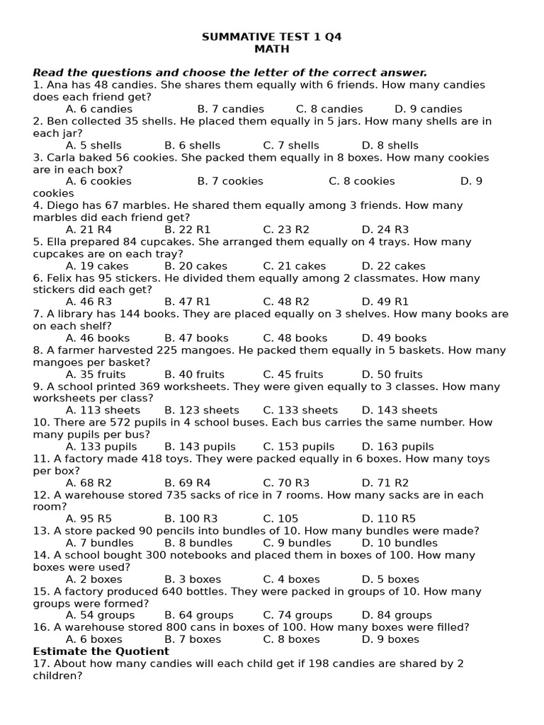 Math Summative Test 2 q4 | PDF | Chess Openings | Chess