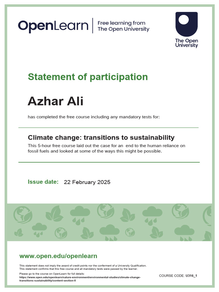 Climate Change Course 1 | PDF | Sustainability | Learning
