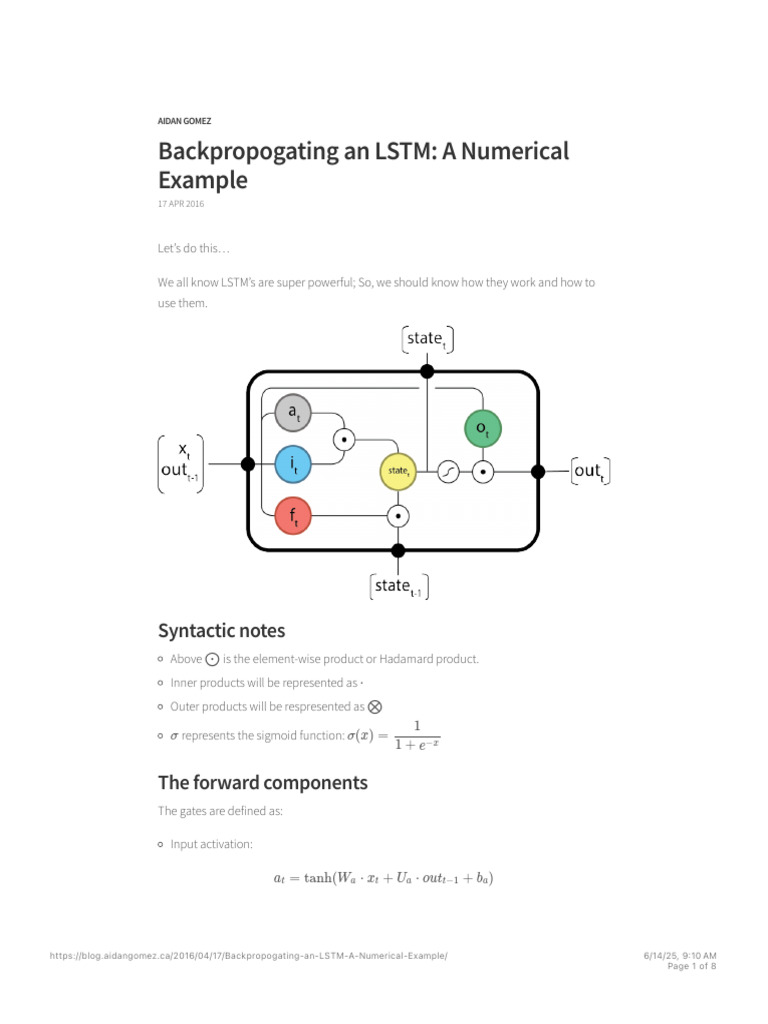 Backpropogating An LSTM - A Numerical Example | PDF | Algorithms And ...