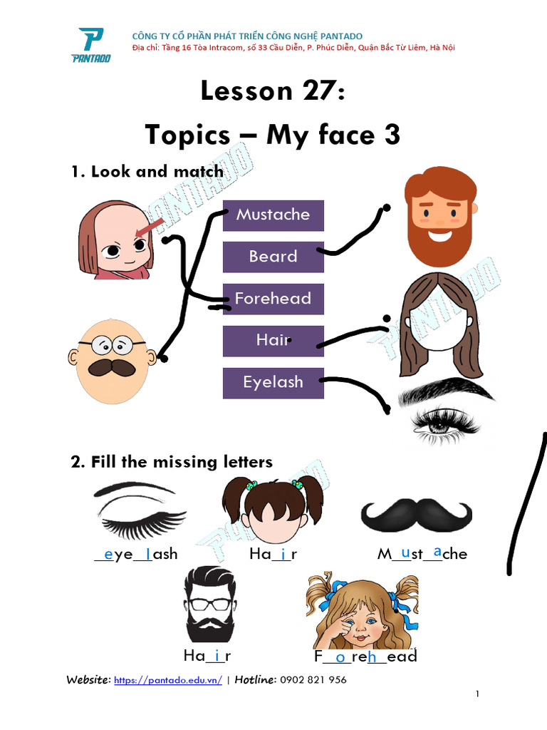 (HW) Lesson 27 - Topics - My Face 3 | PDF