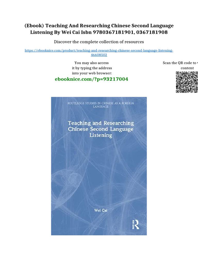 (Ebook) Teaching and Researching Chinese Second Language Listening by ...