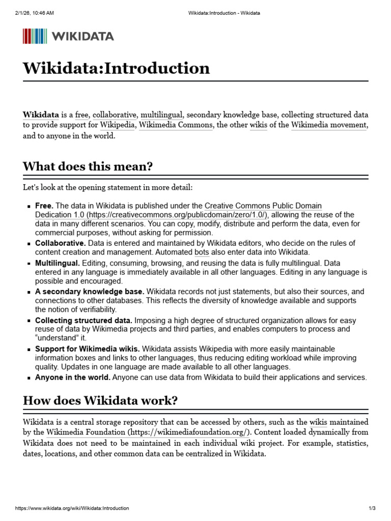 Wikidata - Introduction - Wikidata | PDF | Software | Information Science
