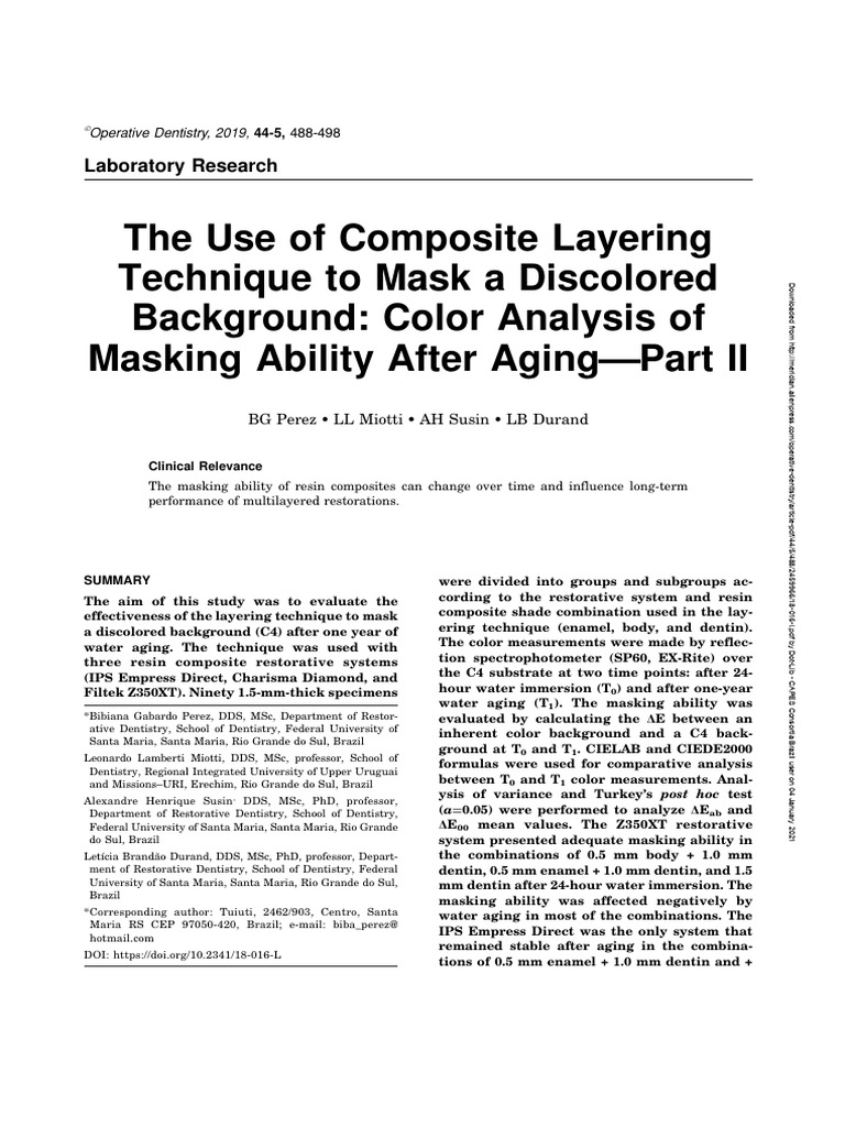 The Use of Composite Layering Technique To Mask A Discolored Background ...