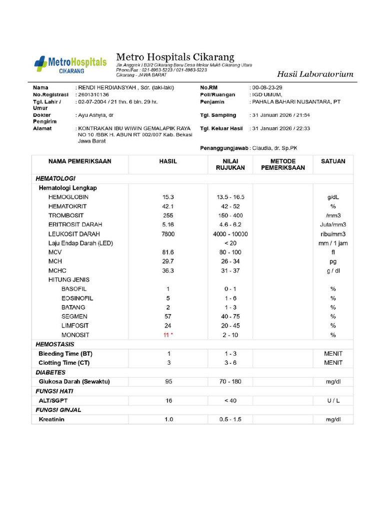 Hasil Lab Rendi | PDF