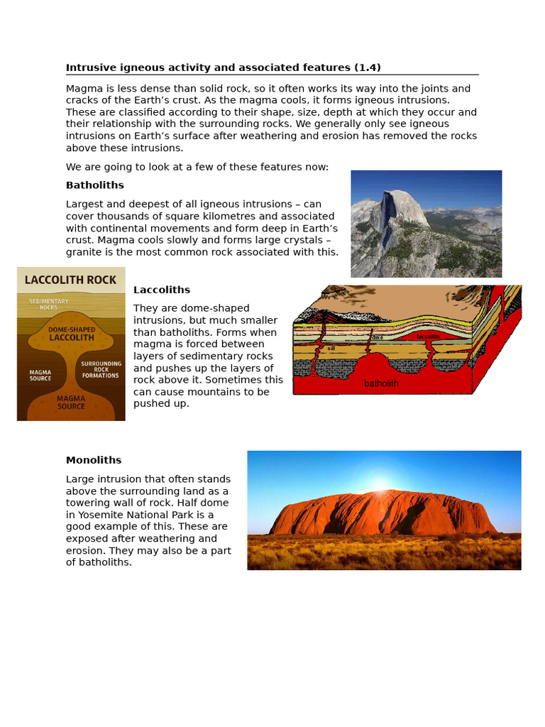 Intrusive Igneous Activity and Associated Features | PDF | Rock ...
